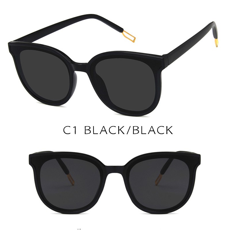 (YUZHU) Bayar di Tempat Korean Design Retro Mata Kucing Kacamata Hitam Wanita/Pria Cat Eye Sunglasses