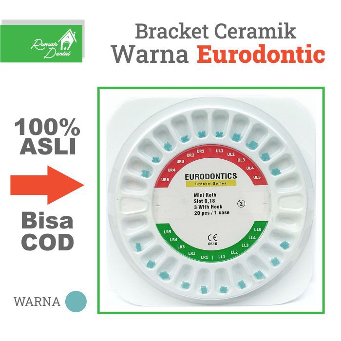 BRACKET UNTUK BEHEL GIGI CERAMIK TRANSPARAN WARNA EURODONTIC