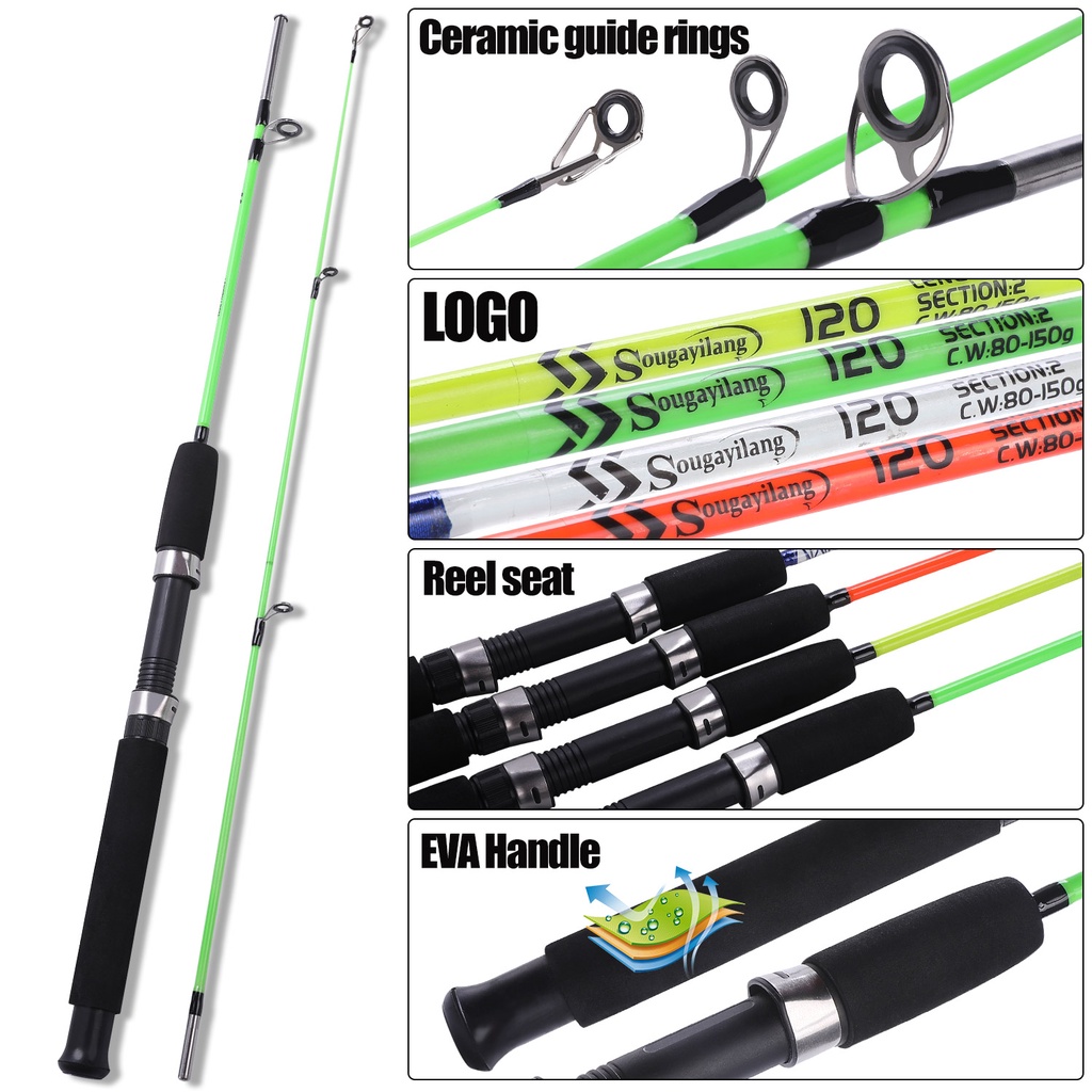 Sougayilang Joran Pancing 1.2M/2.1M 2 Bagian Joran Pancing 2 Bagian ABS Resin Fishing Rod Keramik Guide Rings Spinning Fishing Rod  Fishing Tackle