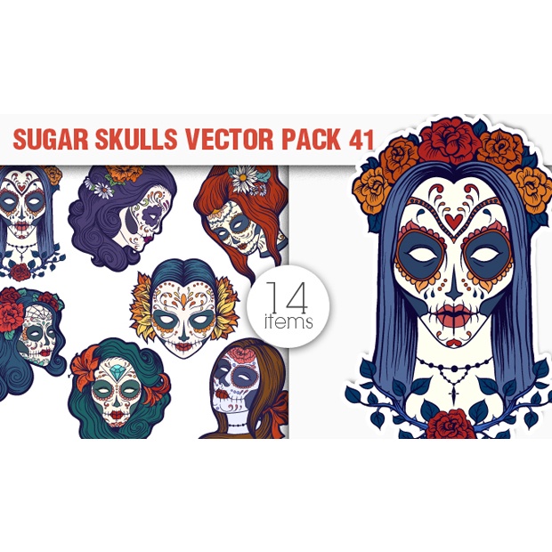 Designious - Sugar Skulls Vector Pack - Coreldraw