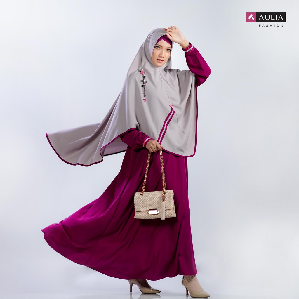 Original Aulia Set Gamis Sabila Burgundi Cloud
