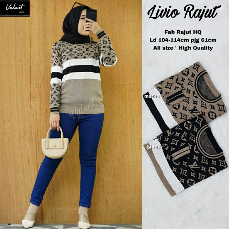 Livio Rajut, BLOUSE RAJUT WANITA JUMBO CANTIK BAHAN RAJUT PREMIUM LD 104-120 TERMURAH