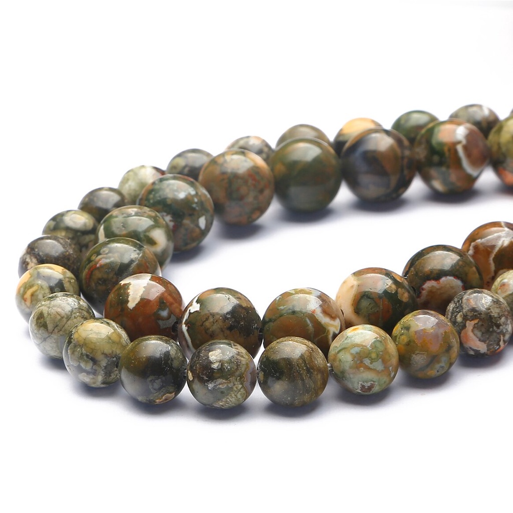 32-89 pcs Baru Alami Rhyolite Jasper Beads, Diameter 4/6/8/10/12mm, Diameter lubang sekitar 1mm, digunakan untuk Membuat Perhiasan DIY Strand