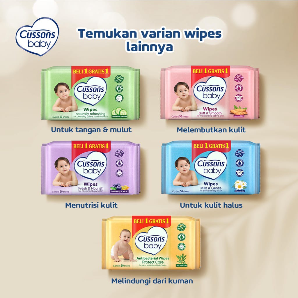 TISU BASAH CUSSONS BABY WIPES 50SHEET &amp; 10SHEET BELI 1 GRATIS 1 WIPES/TISU BASAH