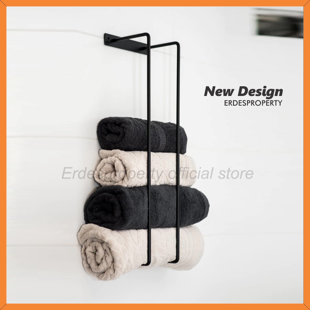 [ERDES] Rak Handuk 2 Susun Minimalis Modern Hiasan Dinding Kamar Mandi