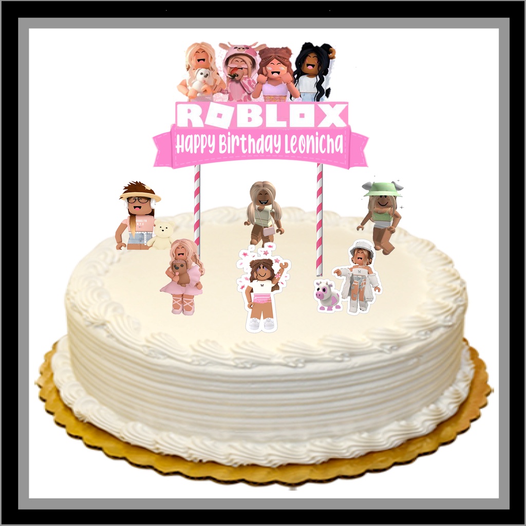 Jual custom topper happy birthday hiasan kue ulang tahun roblox girl