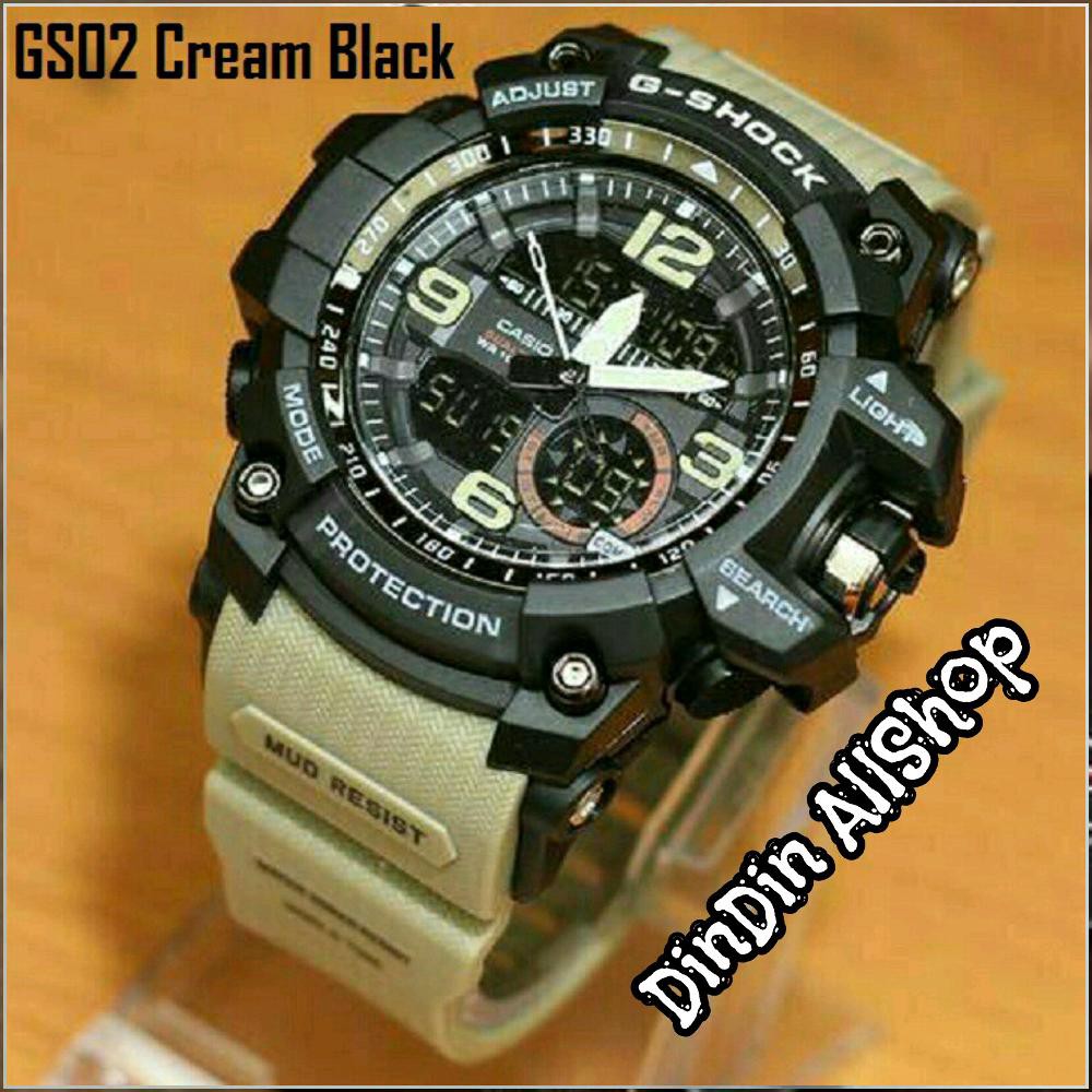 Jam Tangan Pria Casio G Shock Dual Time GG 1000 Tali Cream Limited