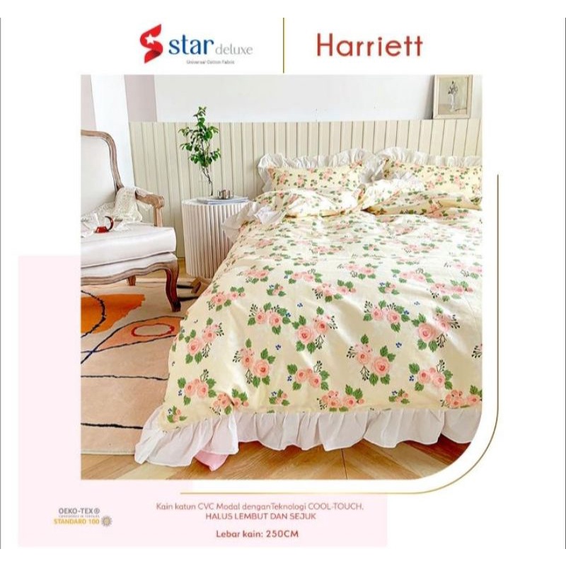 sprei rumbai dan bedcover rumbai ukuran 180*200*20 motif harieet