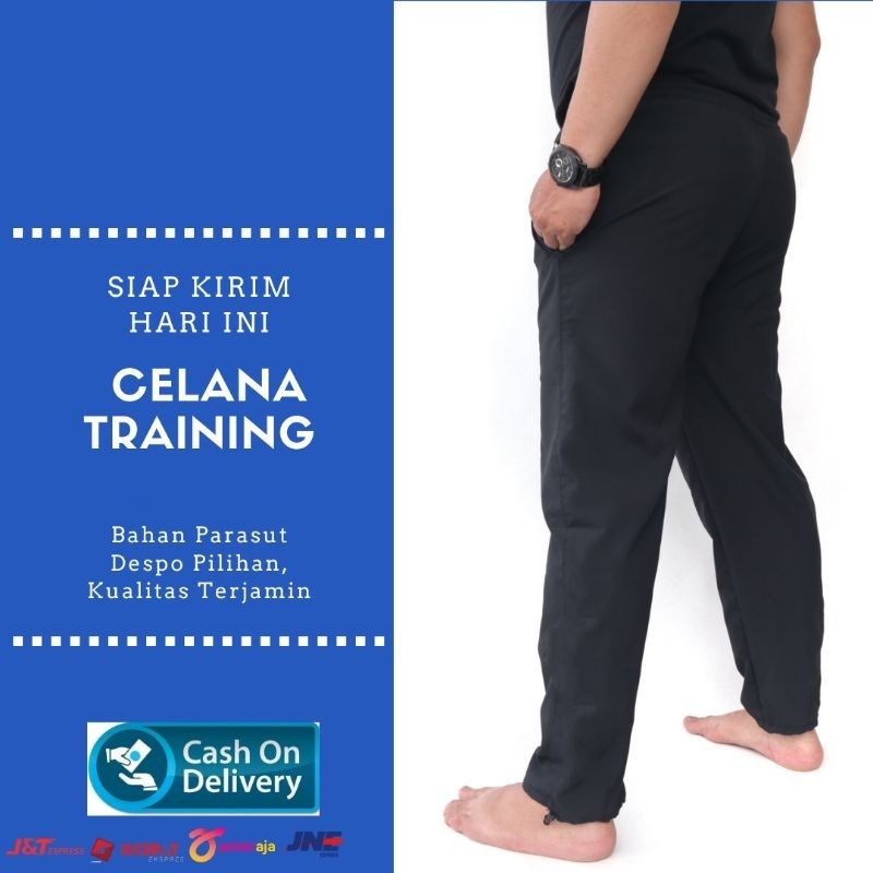 training parasut joger polos unisex, training runing pria wanita