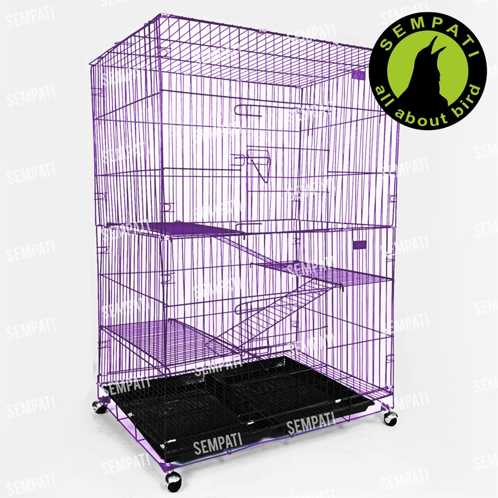KANDANG ANJING 3 TINGKAT TERMURAH SIZE L KANDANG KUCING BURUNG KANDANG SUGAR GLIDER TINGKAT 3 KCG3L-UNGU