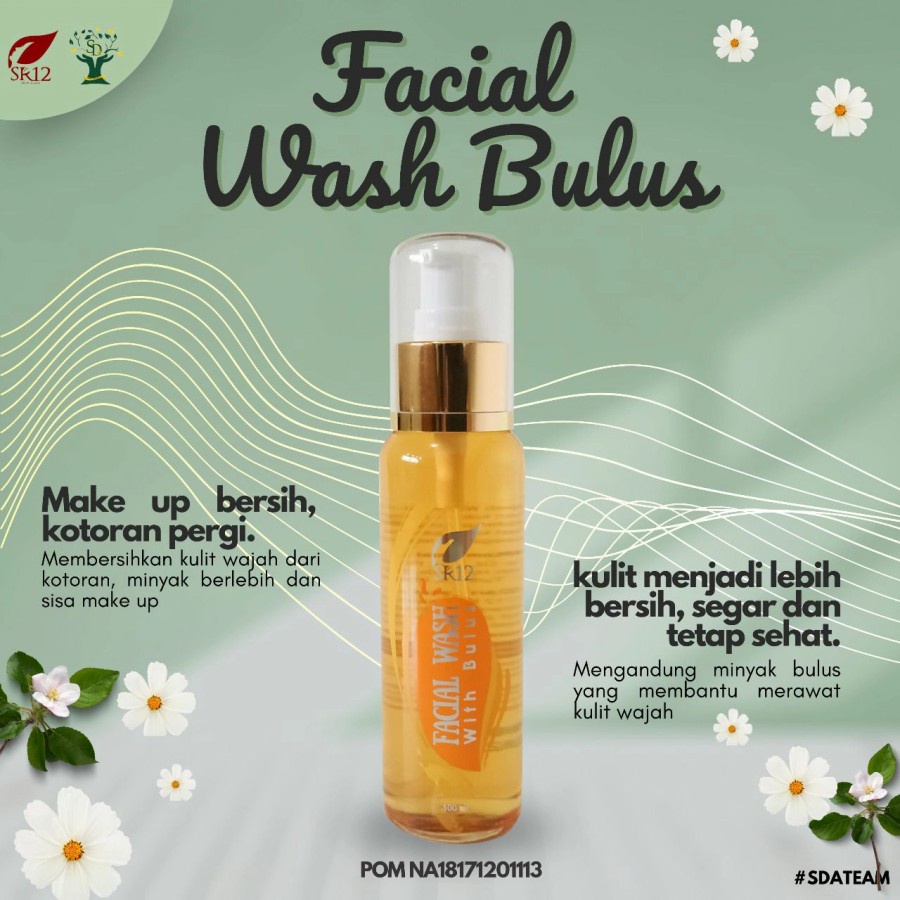 Facial Wash With Bulus SR12 / Varian Bulus Sabun Cair Cuci SR 12 / Menghilangkan Memudarkan Bekas Jerawat Mencerahkan Mengencangkan Wajah