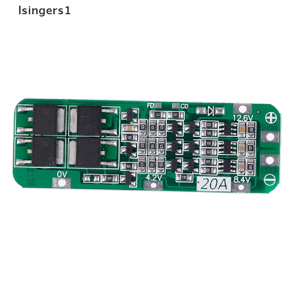 (lsingers1) Papan PCB BMS Pelindung Charger Baterai Lithium Li-ion 18650 3S 20A 12.6V