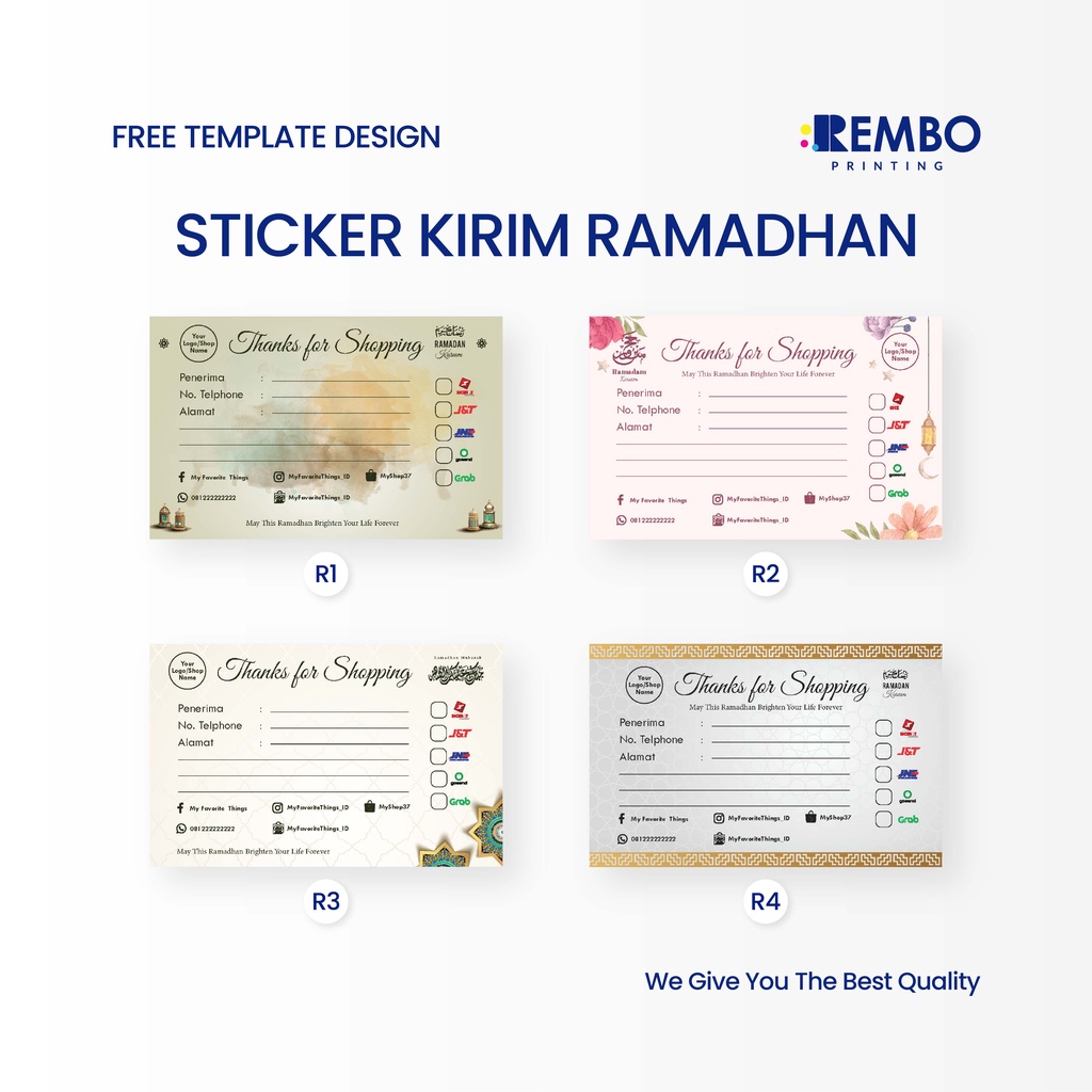 Sticker Kirim Online Shop EDISI LEBARAN *Free Design Template* Stiker Alamat Pengiriman