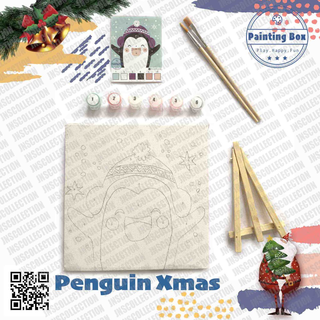 

PAINT BY NUMBER by Painting BOX I Painting Kit I Aktivitas melukis anak Penguin Xmas
