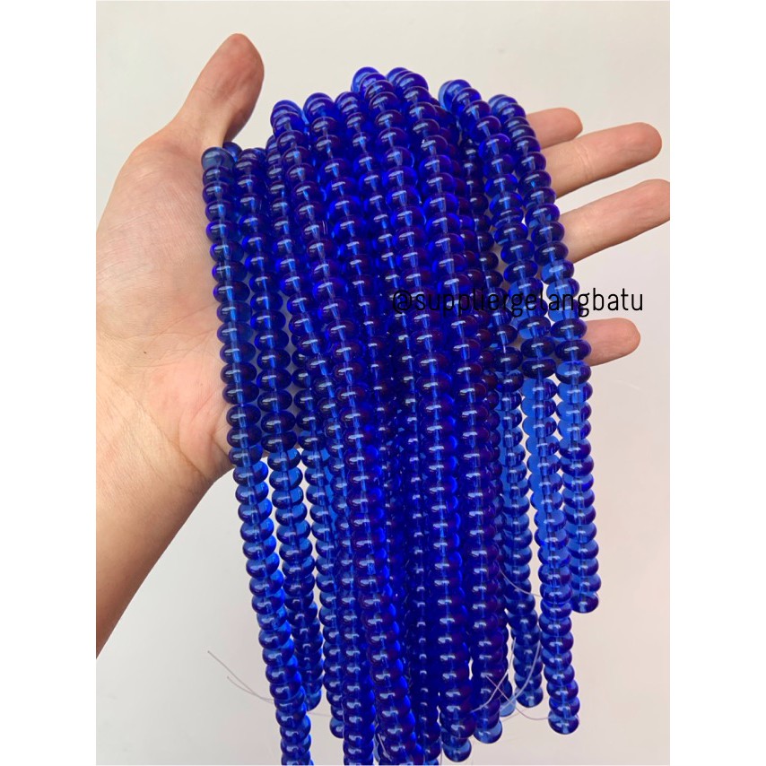 batu rondelle dark blue quartz Beads 5 x 10mm spacer pembatas tasbih