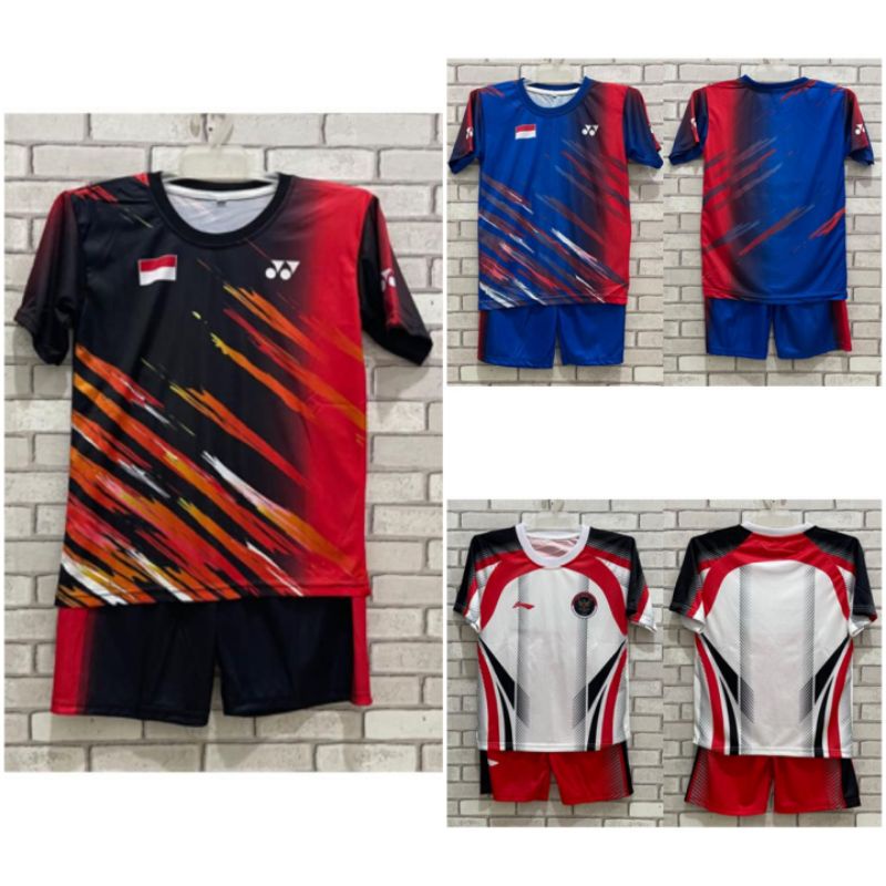 Setelan badminton voly bulu tangkis anak printing kids / jersey seragam olah raga