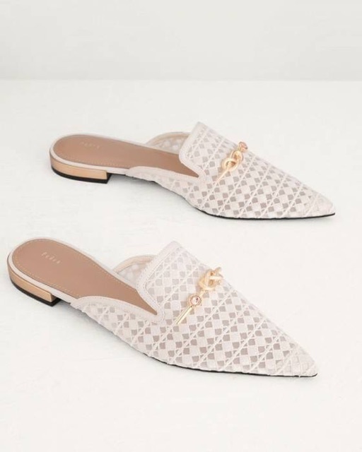 SEPATU WANITA PDR PS014 GOLD KNOT DETAILED MESH MULES PREMIUM IMPORT