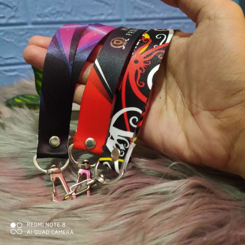 Tali Id Card / Lanyard Custom - Bahan Tali Tissue (Premium Quality) Min.6pcs lanyard custom id card lanyard custom pods tali id card custom