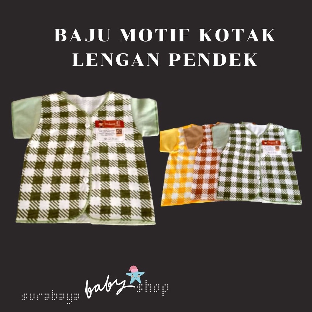 BAJU NEWBORN BAYI LENGAN PANJANG / LENGAN PENDEK/ TANPA LENGAN MOTIF KOTAK SNI LUSIANA E 652303/652301/652302