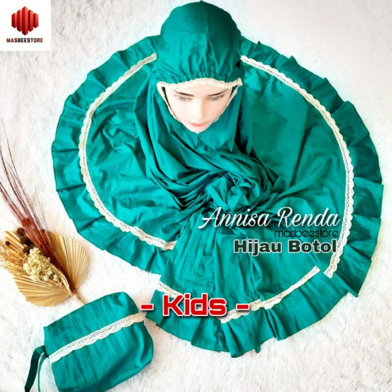 (GRATIS BORDIR NAMA) Annisa Kids Series Mukena Parasut Premium Renda Anak
