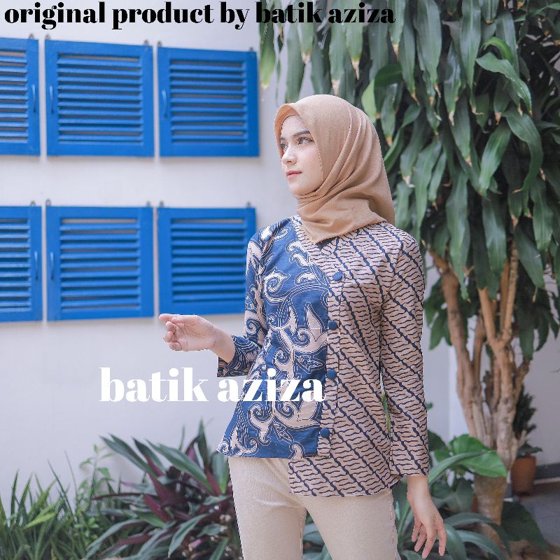 Batik wanita atasan batik couple batik lengan panjang blouse kangkung by batik aziza