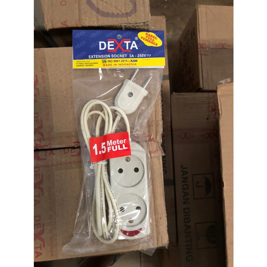 Dexta Stop Kontak Gepeng + Kabel Olor 1,5M 1.5 Meter Terminal 2 3 4 5 Lubang