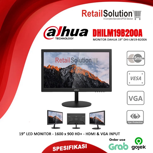 Monitor TN HD 19&quot; VGA HDMI - Dahua DHI-LM19-B200A / LM19B200A DHILM19B200A