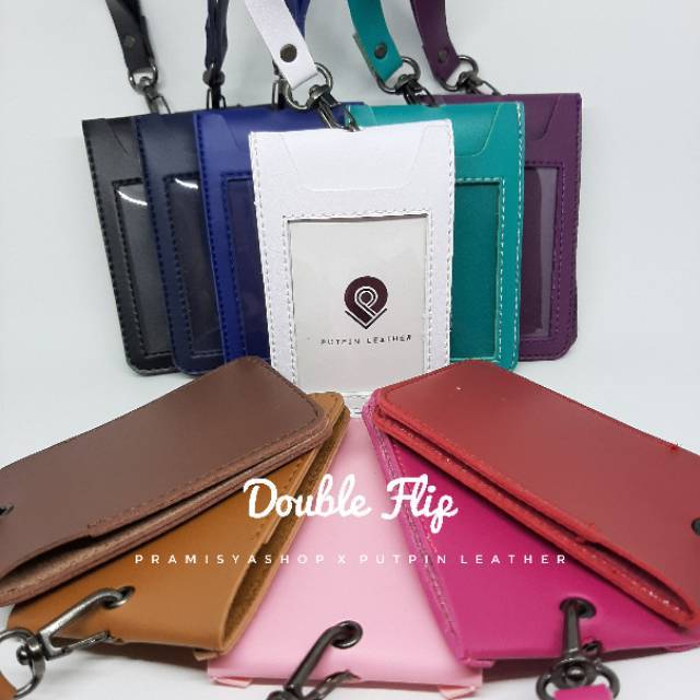 

[DOUBLE] ID Card Holder / Name Tag - Faux Leather / Kulit Sintetis