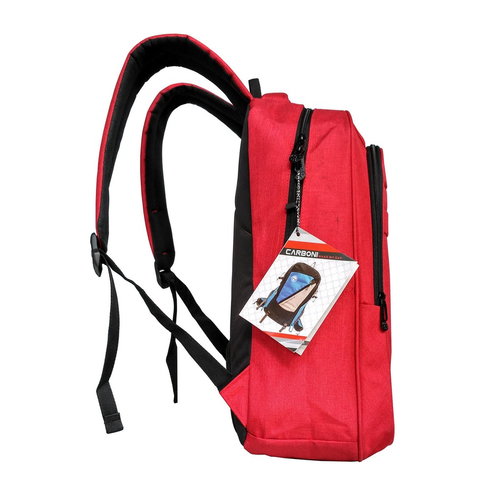 Carboni Tas Ransel Laptop 17 Inchi AA00050 Polyester Serat Sintetis Original - Red + Raincover