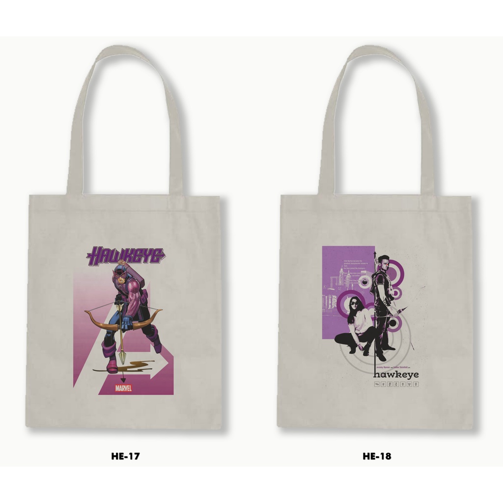 Tas Tote Bag Resleting Kanvas/Blacu  - Hawkeye 01