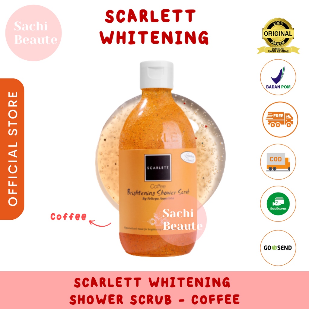 Scarlett Whitening Shower Scrub Coffee Sachi Beaute