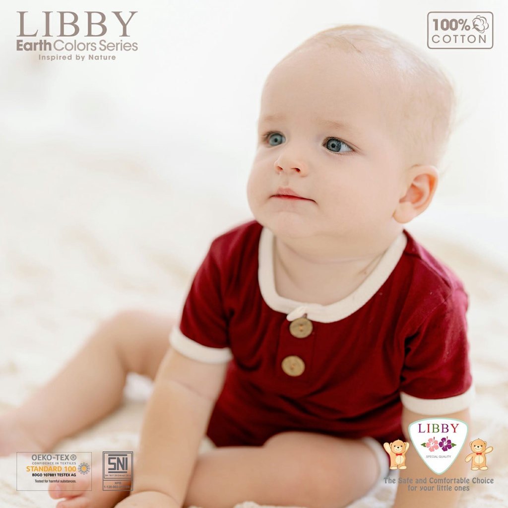 Libby Baby Flynn Romper Earth Color Pakaian Baju Kodok Jumper Segiempat Bayi Baru Lahir