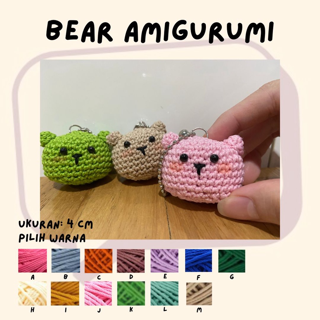 bear amigurumi / beruang amigurumi / boneka rajut beruang / gantungan kunci beruang