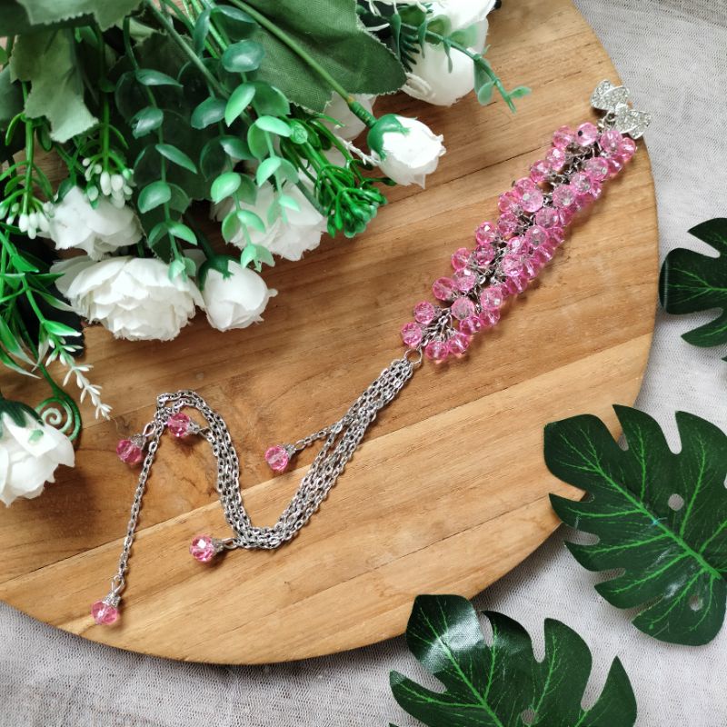 Syaira brooch / bros dagu juntai panjang-Pink