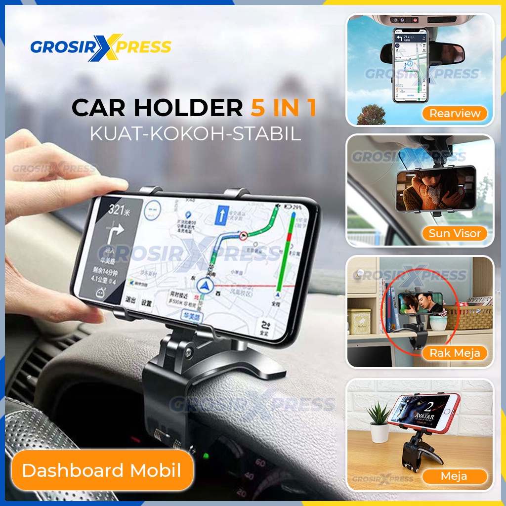 holder hp mobil 5 in 1 tatakan penyangga stand handphone jepit universal memutar bisa potrait dan landscape NB35