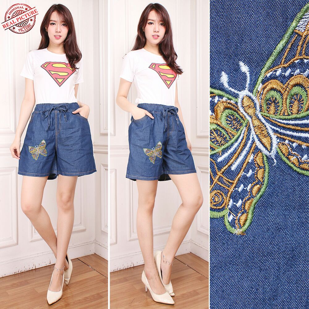 SB Collection Celana Pendek Fenna Jeans Hotpants Jumbo Wanita