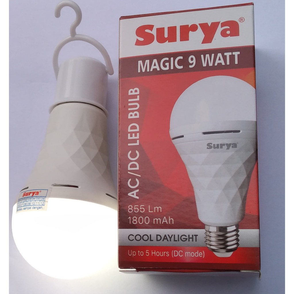 Bohlam SURYA MAGIC Genius Lampu emergency AC DC 9W 9 Watt