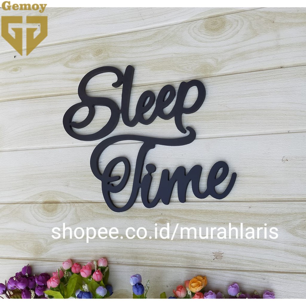 Pajangan Sleep Time Hiasan Dinding Kamar Tidur Tulisan Huruf Kayu