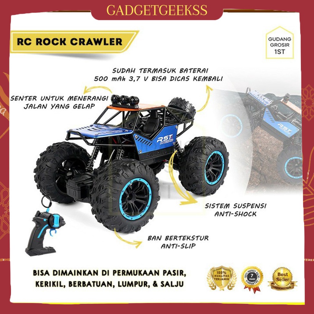 RC Crawler RST Remote Control Offroad 2WD LED Rock Crawler Car Mainan Mobil Anak Anak 1:18