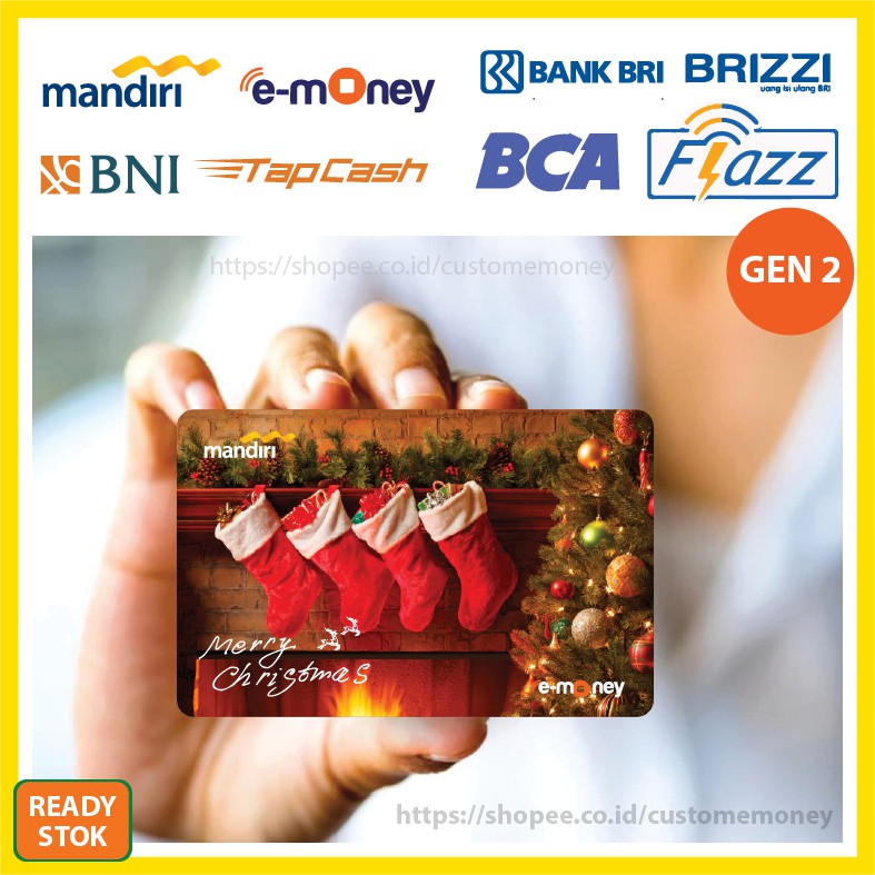 Emoney Design Natal Merry Christmas 16 Etoll E-Money Mandiri Flazz GEN 2 BNI Tapcash BRI Brizzi-1 SISI