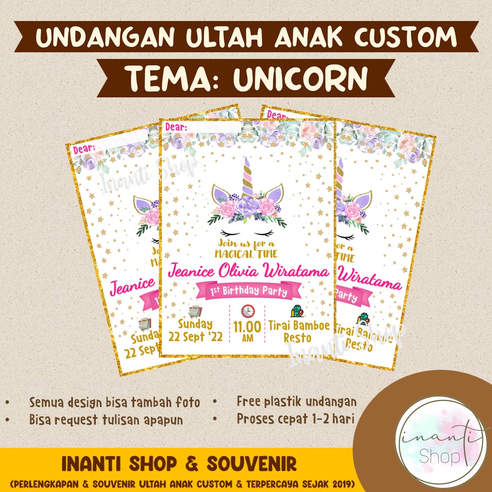 Undangan Ulang Tahun Anak, Tema: Unicorn