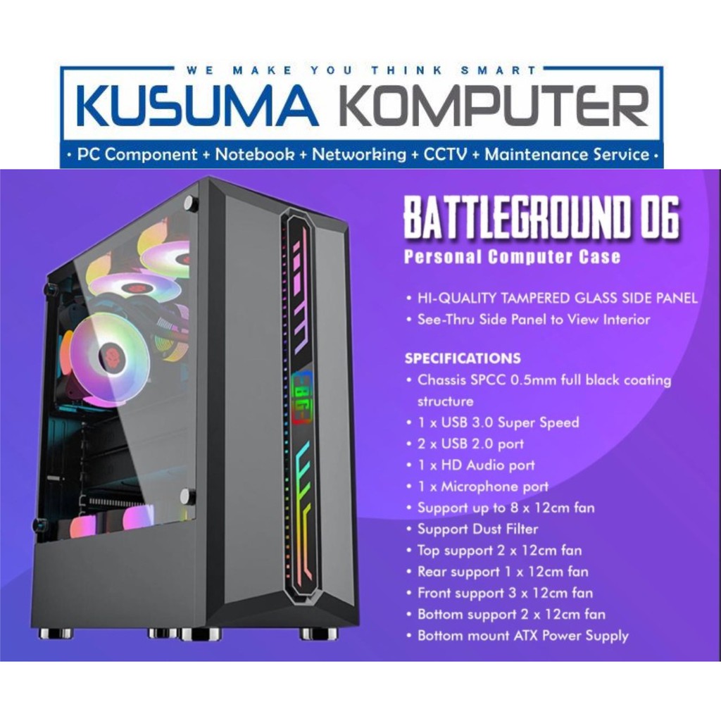 Casing PC Simbadda Battleground 06 RGB Tempered Glass