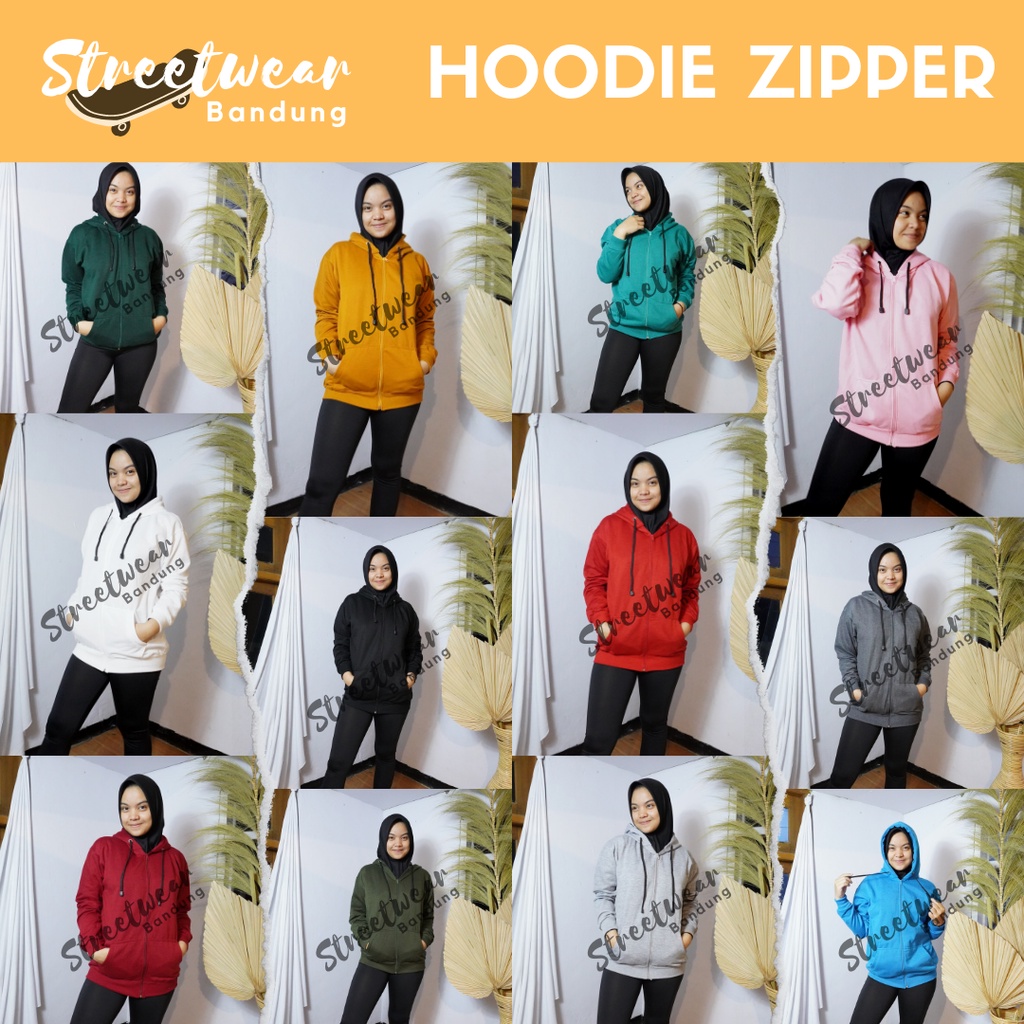 JAKET HOODIE POLOS ZIPPER TEBAL BANDUNG WANITA / PRIA KUALITAS TERBAIK