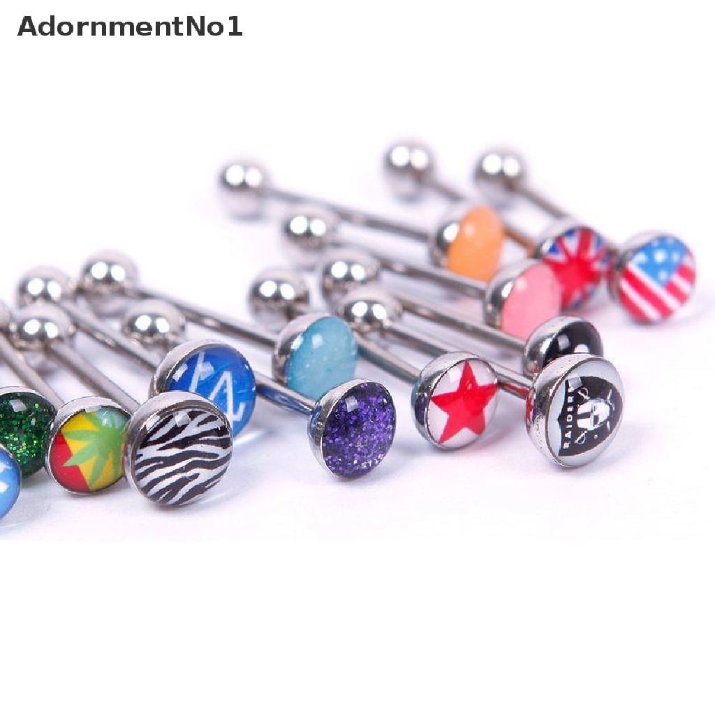 (AdornmentNo1) 30pcs / Lot Cincin Tindik Lidah Bahan Metal / Baja Desain Barbel Untuk Pria / Wanita