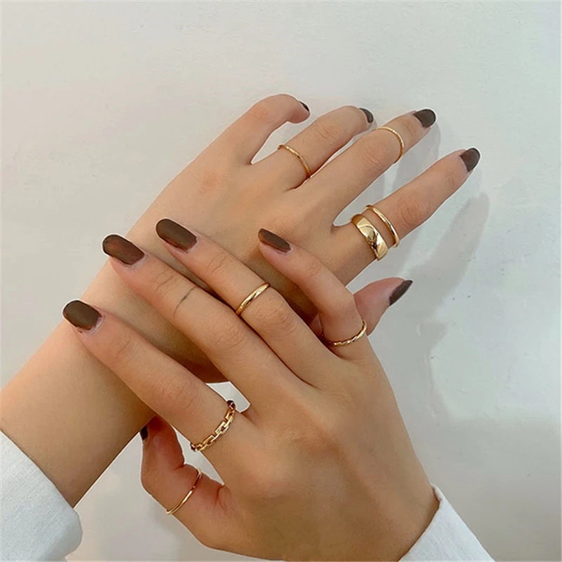 YEEZII Set Cincin Emas Adjustable Gaya Vintage Untuk Wanita