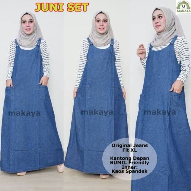 Overal Jumsuit Jeans Baju Kodok Simple Fashion Muslim Wanita Dewasa Murah Bahan Jins Premium