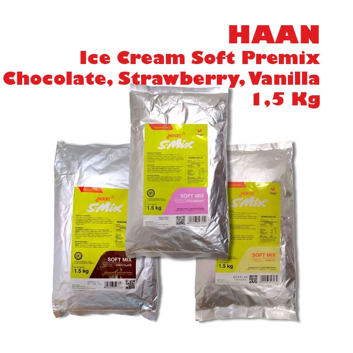 HAAN S-Mix soft mix bubuk ice cream coklat, strawberry dan vanila 1,5 Kg