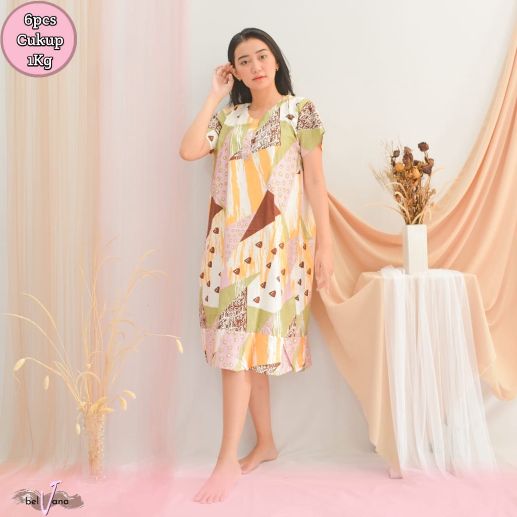 Daster Ruffle | Rufle | Viral Rayon Handprint Busui Friendly Dan Non Busui Fit XXL-[RFL] O