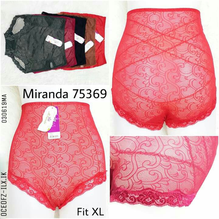 CD Wanita JUMBO/Celana Dalam Cewek Sepinggang Katun, Tile Brukat Polos Big Size/Transparan - Miranda