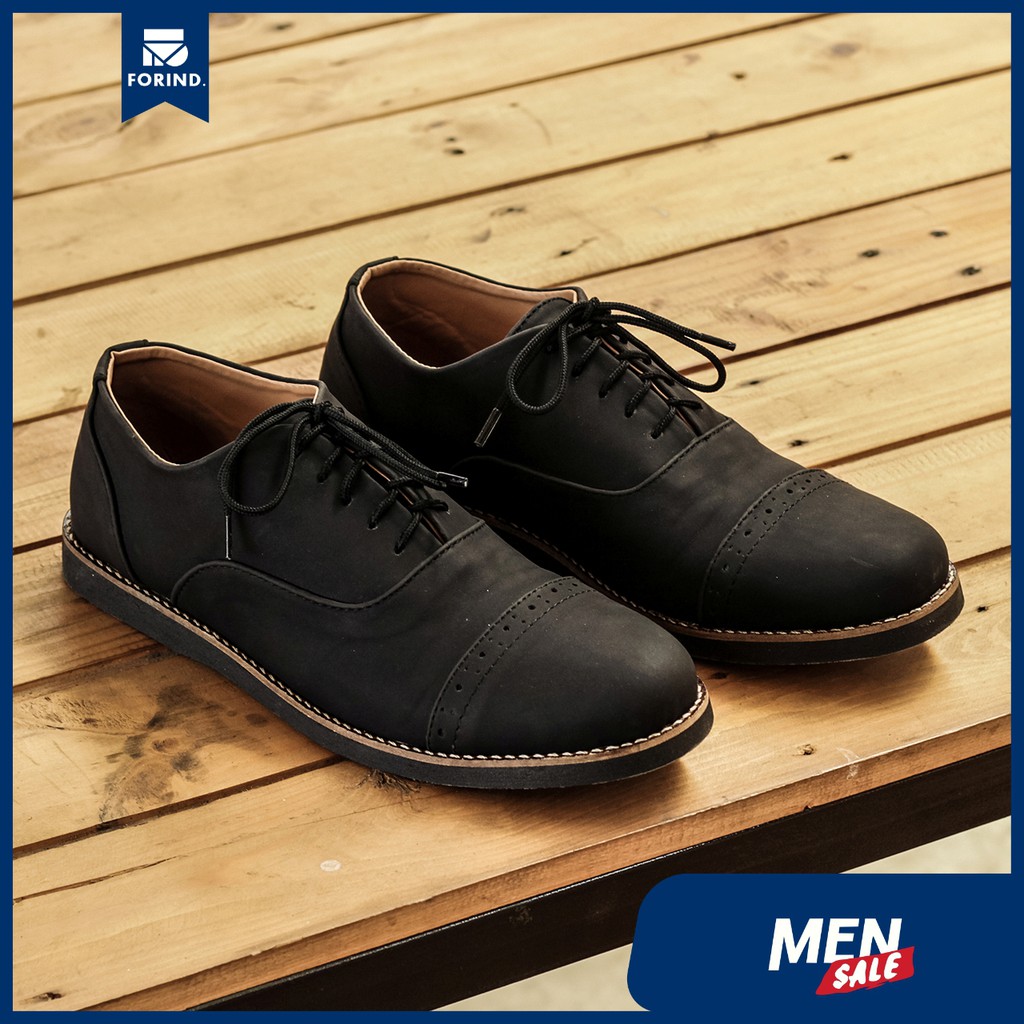 Oxford Black | Sepatu Pantofel Santai Kerja Kantor Kuliah Pria Cowok Men Ori Laces | FORIND Lvnatica